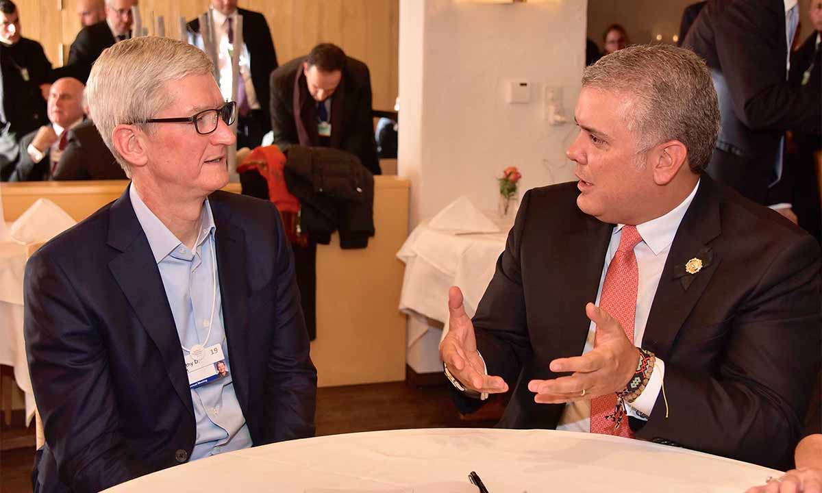 Apple CEO Tim Cook met with Colombian President Ivan Duque at the World Economic Forum
