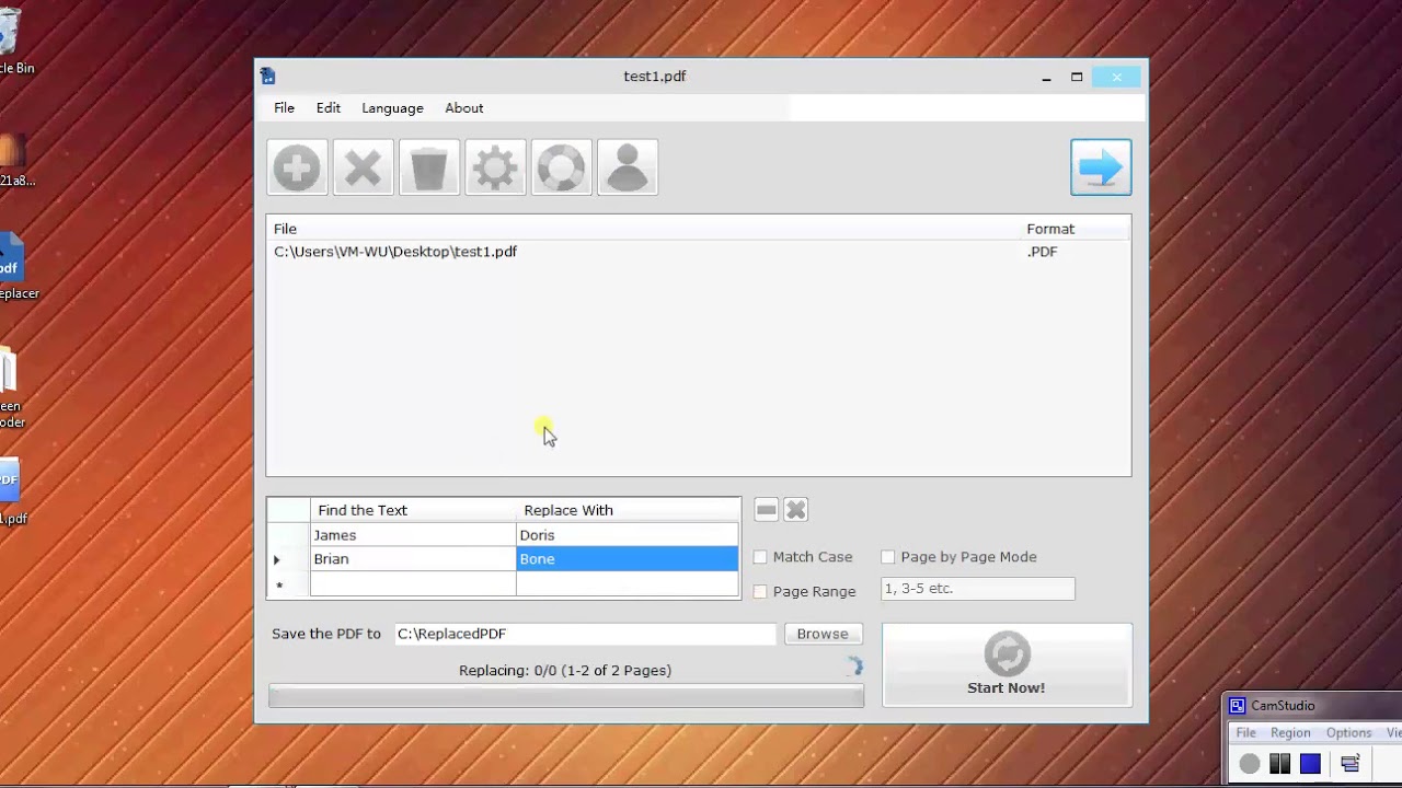 An application called PDF Replacer is presented; specialized in replacing words and phrases in PDF documents