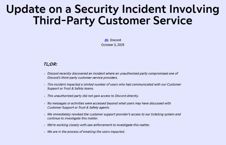 Official statement on Discord's website (Source: Discord)